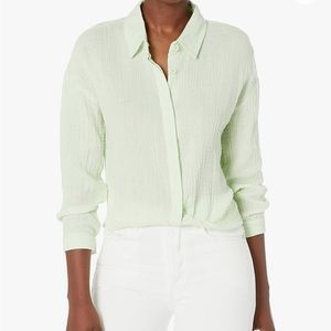 Monrow Ht1039-relaxed Blouse Size:Large NWT Color:Faded Lime